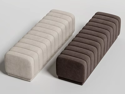 Light And Dark Upholstered Footstools With Channel Tufting 3d model