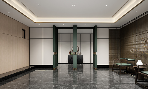 New Chinese Lobby Hotel Lobby 3d model