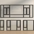Modern Casement Windows Featuring Black Frame And Glass Panels For Home Interior 3d model