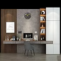 Modern Table and Chair Combination suit Color Computer Table and Chair 3d model