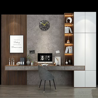 Modern Table and Chair Combination suit Color Computer Table and Chair 3d model