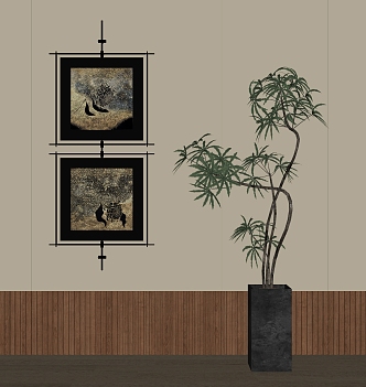 Middle-ancient style decorative painting tea table ornaments 3d model