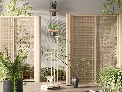 New Chinese-style screen partition 3d model