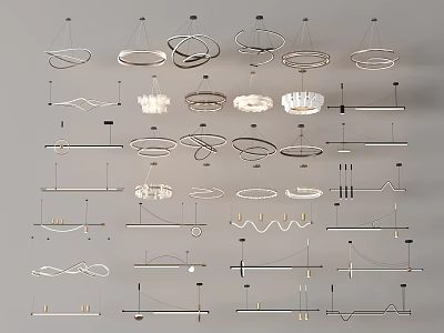 Modern Pendant Lights Featuring Circular Linear And Geometric Designs For Interior Decor 3d model