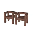 Brown Upholstered Accent Chairs with Square Frame and Armrest on Marble Floor