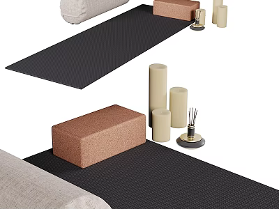 Essential Yoga Fitness Equipment Set With Non Slip Mat Cork Blocks And Foam Rollers 3d model
