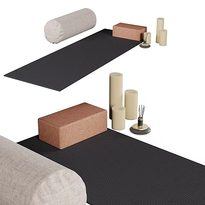 Essential Yoga Fitness Equipment Set With Non Slip Mat Cork Blocks And Foam Rollers 3d model