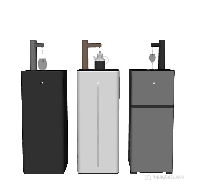 Stylish Modern Home Refrigerators In Black White Gray With Top Hooks Design 3d model 