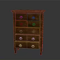 Wooden Chest of Drawers with Multiple Drawers and Metal Handles in Classic Design