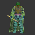 Detailed Batman Armored Action Figure In Metallic Suit With Cape And Green Weapon