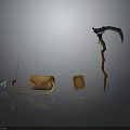 Brown Leather Shoulder Bag And White Decorative Shoe With Small Fashion Accessories