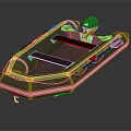 Gray Inflatable Boat With Motor Seats And Ropes On Black Surface
