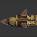 Steampunk Mechanical Device With Golden Ocular Elements And Wooden Spiked Design