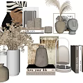 Minimalist Modern Decorative Ornament Collection with Vases Books Frames Candles and Plants