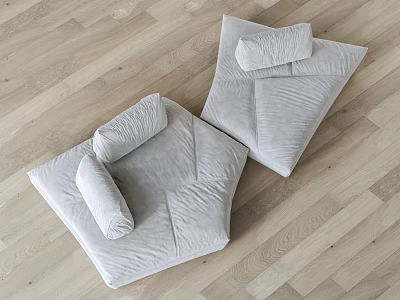 Modern Minimalist Gray Modular Sectional Sofa with Soft Cushions on Wooden Floor 3d model