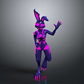 3D Cyberpunk Rabbit Character With Violet Pink Neon Accents And Futuristic Design
