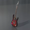 Dark Red Electric Guitar With Art Supplies Painted Designs And Decorative Stickers