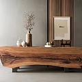Stylish Wooden Console Table with Vase Dried Flowers Ornaments and Wall Art in Modern Room