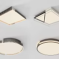 Modern Square and Round Ceiling Lights with Sleek Metal Frames and Soft Glow 3d model