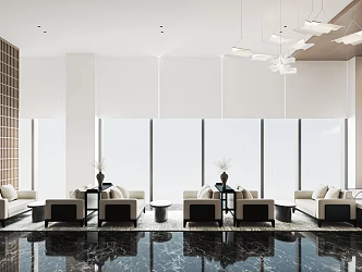Modern Reception Area Sales Office Negotiation Area Negotiation Table and Chair Sofa Sand Table Chandelier Hall Lobby 3d model
