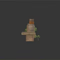Rustic Wooden Table Display With Barrel Crates And Green Plant Decoration