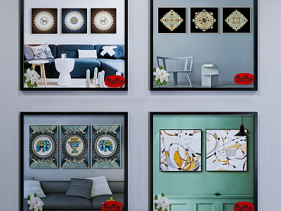 Decorative Wall Art Designs For Home Interior With Sofa And Chair 3d model