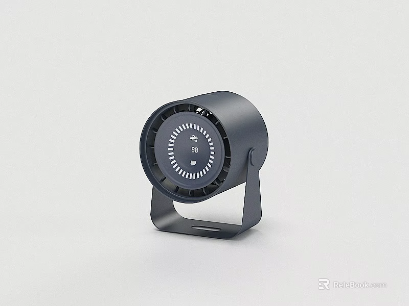 Modern Black Air Conditioner Fan With Circular Design And Control Panel 3d model 