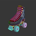Vintage Roller Skates With Brown Leather Upper Blue Laces And Wheels