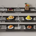 Stainless Steel Kitchen Sinks Display With Fresh Fruits Vegetables And Counter Setup