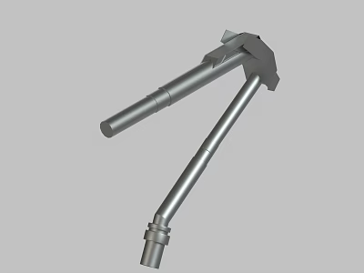 Industrial Metal Mechanical Part 3D Model With Two Rods And Connector 3d model
