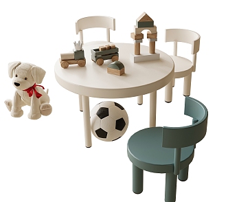 Modern Children Table and Chair Doll Football 3d model