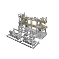 Industrial Processing Equipment With Pipes Valves Pumps And Metal Framework