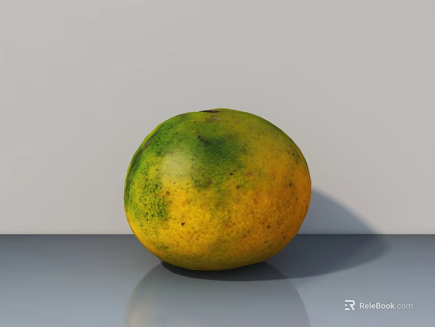 Fresh Ripe Yellow Green Citrus Fruit on Smooth Gray Surface with White Background 3d model 