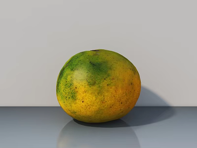 Fresh Ripe Yellow Green Citrus Fruit on Smooth Gray Surface with White Background 3d model