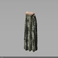 Elegant Spaghetti Strap Long Dress With Pink Top And Green Leaf Print