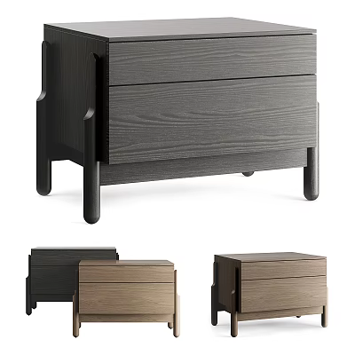 Modern Wooden Bedside Table Design With Drawers And Different Colors 3d model