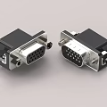 Dual Black Silver Electronic Connector Devices With Pin Interface And Ports 3d model