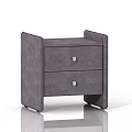 Gray Modern Bedside Table With Two Drawers And Metal Handles 3d model