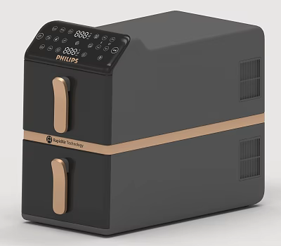 Philips Black and Gold Air Fryer With Digital Control Panel For Modern Kitchen Appliances 3d model