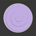 Modern Decorative Stool with Golden Spiral Spring Base and Purple Circular Top with Spiral Pattern