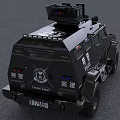 Black Armored SWAT Police Vehicle With Tactical Lights And Special Insignia