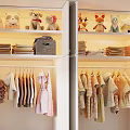 Cozy Kids Room with Double Door Wardrobe Hanging Clothes Stuffed Toys Storage Boxes and Teepee Tent
