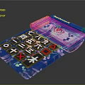Blue Electronic Calculator With Colorful Patterns Numeric Keys Chinese Numerals And Red Spider Screen