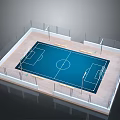 Football Court Construction With Blue Surface White Markings And Surrounding Fences