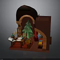 Christmas Themed Interior Design With Christmas Tree Table Candles Plates And Archway