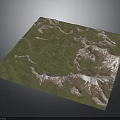 3D Terrain Model Featuring Mountainous Areas Green Land And Snow Covered Peaks