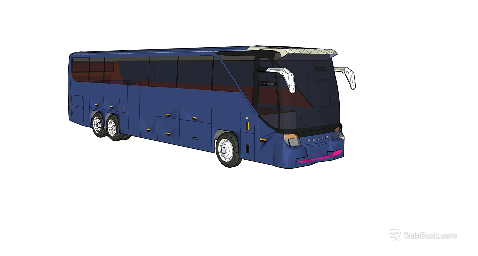 Blue Modern Coach Bus With Large Windows Sleek Exterior And Group Travel 3d model 