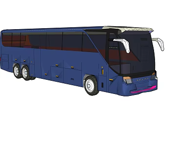 Blue Modern Coach Bus With Large Windows Sleek Exterior And Group Travel 3d model
