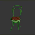 Modern Single Chair With Metal Frame And Red Cushion Featuring Yellow Patterns 3d model