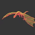 Flying Dragon With Detailed Brown Wings And Scaled Body On Dark Background